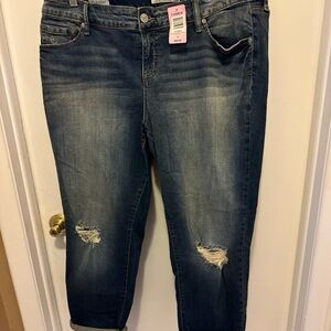 Torrid Blue Ankle Cropped Distressed Jeans
